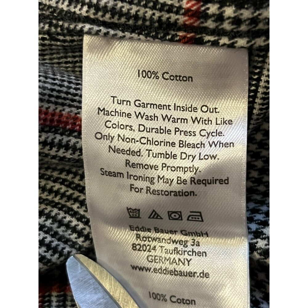 Eddie Bauer Shirt Mens L Classic Fit Black Red Plaid Flannel Cotton Used - Picture 8 of 13